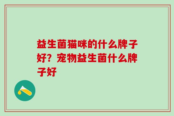 益生菌猫咪的什么牌子好？宠物益生菌什么牌子好