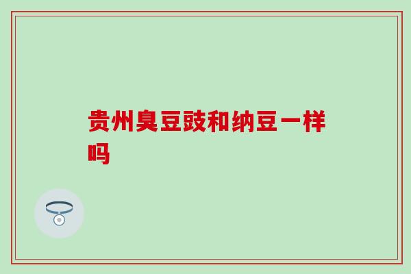 贵州臭豆豉和纳豆一样吗 贵州臭豆豉和纳豆一样吗