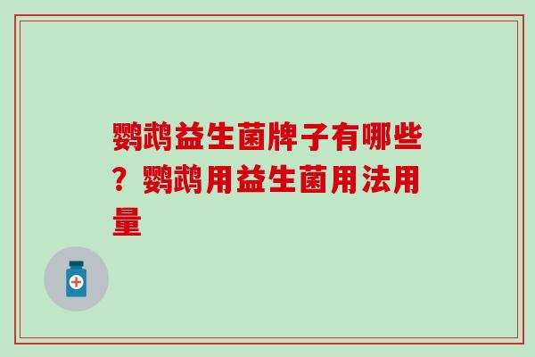 鹦鹉益生菌牌子有哪些？鹦鹉用益生菌用法用量