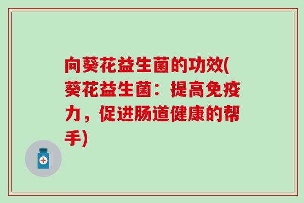 向葵花益生菌的功效(葵花益生菌：提高免疫力，促进肠道健康的帮手)