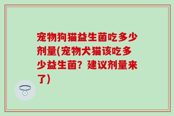宠物狗猫益生菌吃多少剂量(宠物犬猫该吃多少益生菌？建议剂量来了)