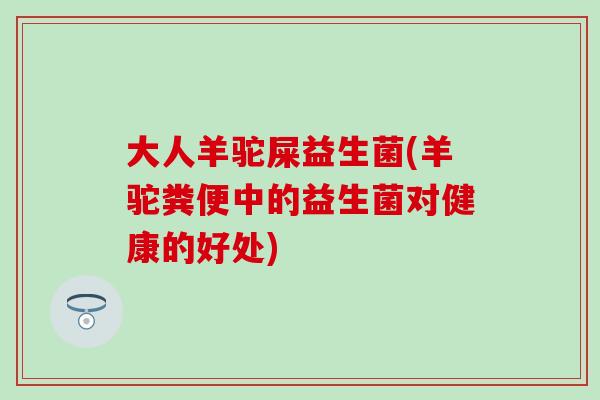 大人羊驼屎益生菌(羊驼粪便中的益生菌对健康的好处)