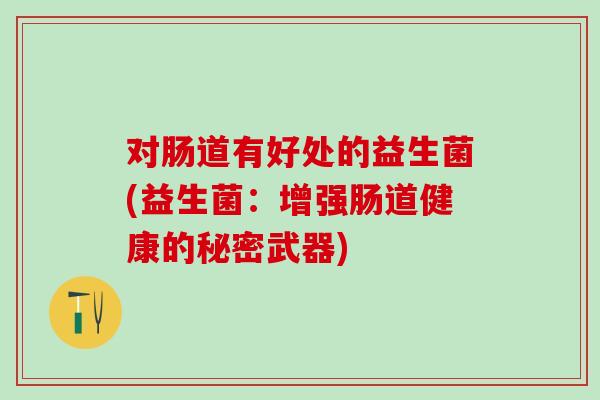 对肠道有好处的益生菌(益生菌：增强肠道健康的秘密武器)