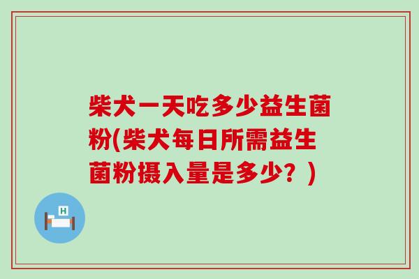柴犬一天吃多少益生菌粉(柴犬每日所需益生菌粉摄入量是多少？)