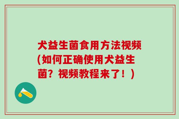 犬益生菌食用方法视频(如何正确使用犬益生菌？视频教程来了！)