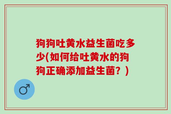 狗狗吐黄水益生菌吃多少(如何给吐黄水的狗狗正确添加益生菌？)