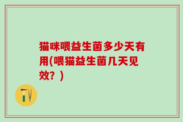 猫咪喂益生菌多少天有用(喂猫益生菌几天见效？)