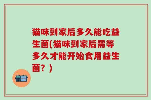 猫咪到家后多久能吃益生菌(猫咪到家后需等多久才能开始食用益生菌？)