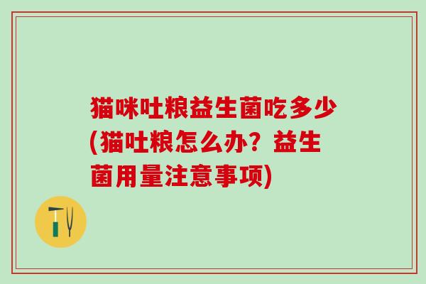 猫咪吐粮益生菌吃多少(猫吐粮怎么办?益生菌用量注意事项) 猫咪吐粮益生菌吃多少(猫吐粮怎么办?益生菌用量注意事项)