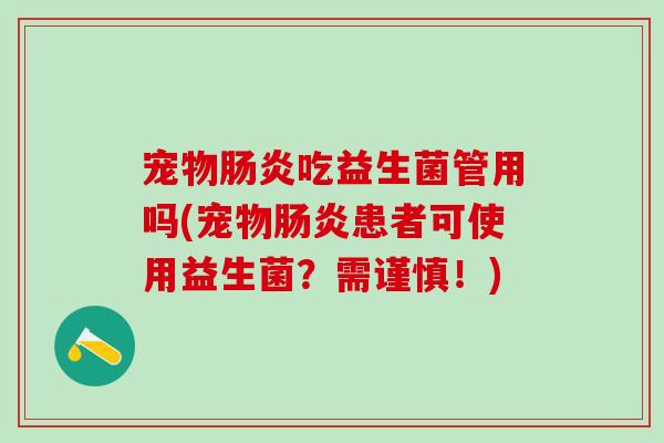宠物肠炎吃益生菌管用吗(宠物肠炎患者可使用益生菌？需谨慎！)