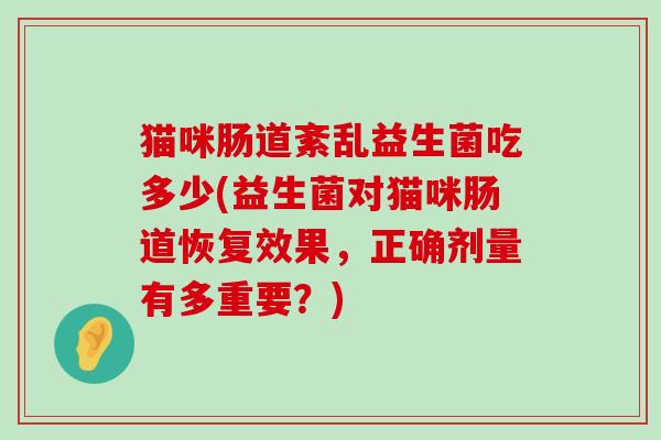 猫咪肠道紊乱益生菌吃多少(益生菌对猫咪肠道恢复效果，正确剂量有多重要？)
