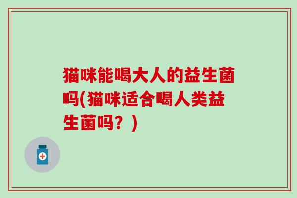 猫咪能喝大人的益生菌吗(猫咪适合喝人类益生菌吗？)