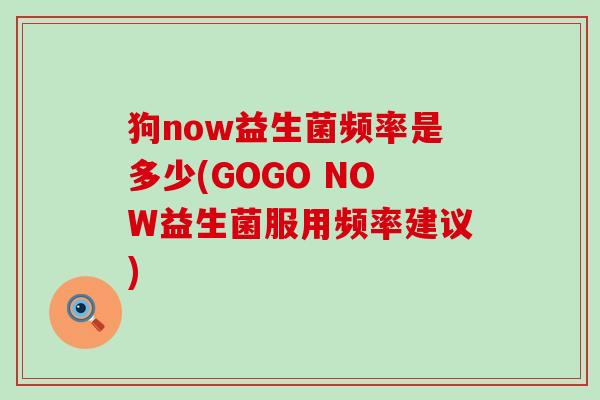 狗now益生菌频率是多少(GOGO NOW益生菌服用频率建议)