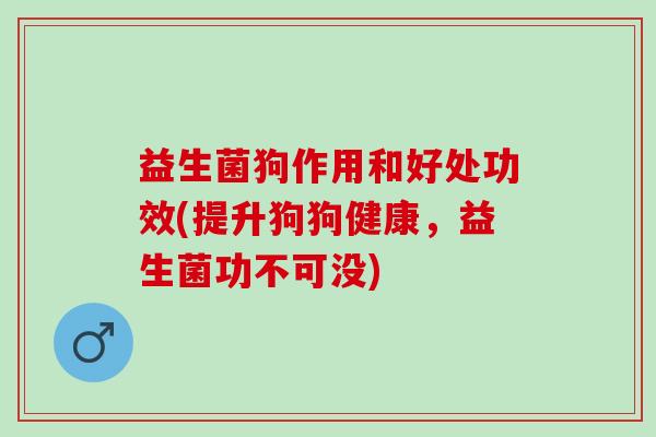 益生菌狗作用和好处功效(提升狗狗健康，益生菌功不可没)