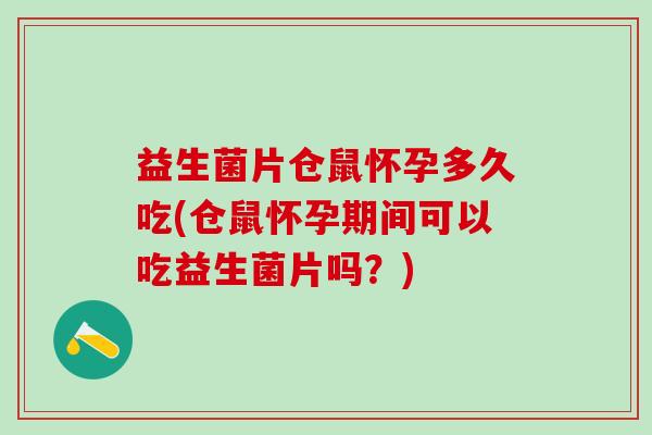 益生菌片仓鼠怀孕多久吃(仓鼠怀孕期间可以吃益生菌片吗？)