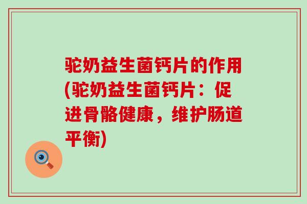 驼奶益生菌钙片的作用(驼奶益生菌钙片：促进骨骼健康，维护肠道平衡)