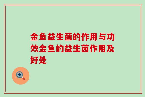金鱼益生菌的作用与功效金鱼的益生菌作用及好处