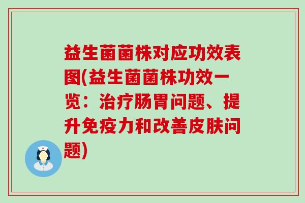 益生菌菌株对应功效表图(益生菌菌株功效一览：治疗肠胃问题、提升免疫力和改善皮肤问题)