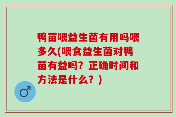 鸭苗喂益生菌有用吗喂多久(喂食益生菌对鸭苗有益吗？正确时间和方法是什么？)