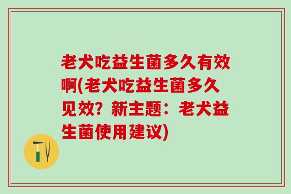 老犬吃益生菌多久有效啊(老犬吃益生菌多久见效？新主题：老犬益生菌使用建议)