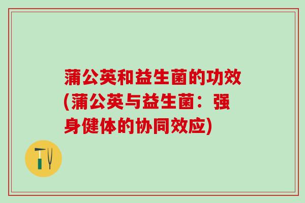 蒲公英和益生菌的功效(蒲公英与益生菌:强身健体的协同效应) 蒲公英和益生菌的功效(蒲公英与益生菌:强身健体的协同效应)