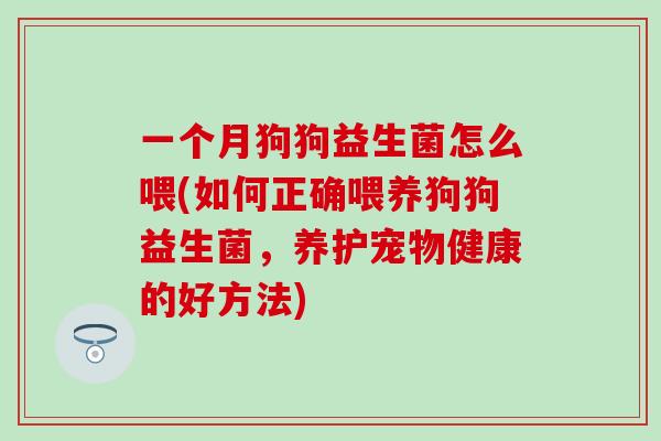 一个月狗狗益生菌怎么喂(如何正确喂养狗狗益生菌，养护宠物健康的好方法)