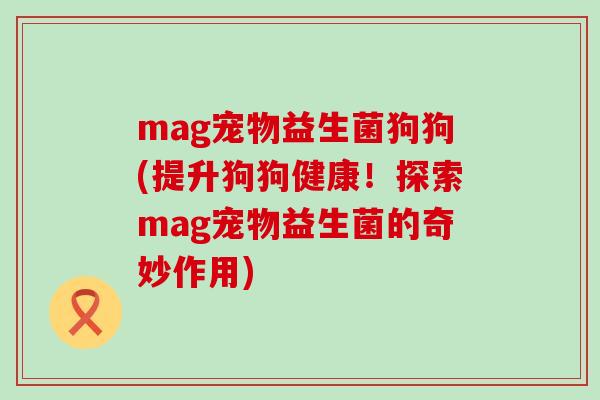 mag宠物益生菌狗狗(提升狗狗健康！探索mag宠物益生菌的奇妙作用)