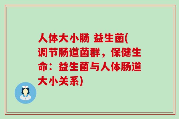 人体大小肠 益生菌(调节肠道菌群，保健生命：益生菌与人体肠道大小关系)