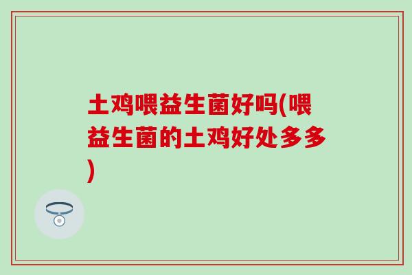 土鸡喂益生菌好吗(喂益生菌的土鸡好处多多)