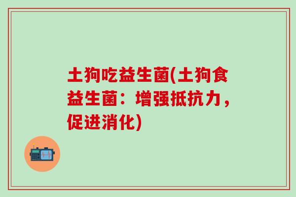 土狗吃益生菌(土狗食益生菌：增强抵抗力，促进消化)