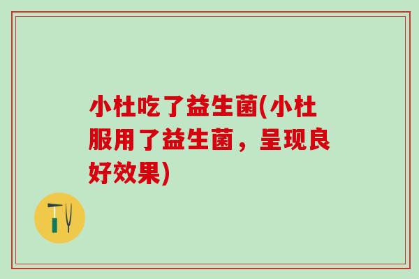 小杜吃了益生菌(小杜服用了益生菌，呈现良好效果)