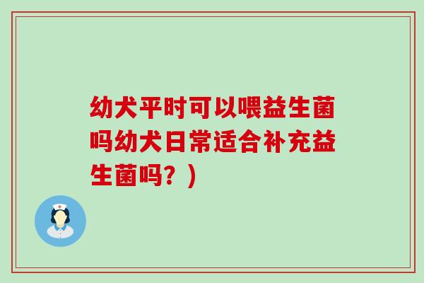 幼犬平时可以喂益生菌吗幼犬日常适合补充益生菌吗？)