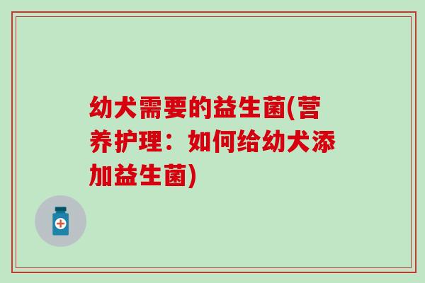 幼犬需要的益生菌(营养护理：如何给幼犬添加益生菌)