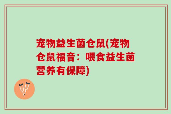 宠物益生菌仓鼠(宠物仓鼠福音:喂食益生菌营养有保障) 宠物益生菌仓鼠(宠物仓鼠福音:喂食益生菌营养有保障)