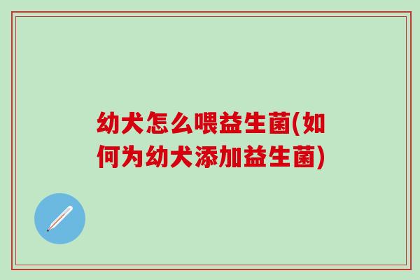 幼犬怎么喂益生菌(如何为幼犬添加益生菌) 幼犬怎么喂益生菌(如何为幼犬添加益生菌)