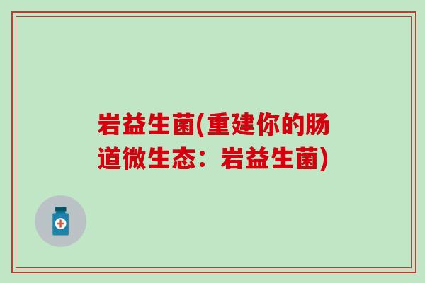 岩益生菌(重建你的肠道微生态：岩益生菌)