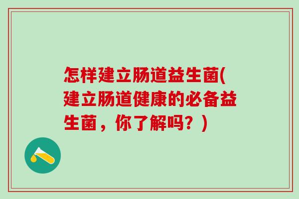 怎样建立肠道益生菌(建立肠道健康的必备益生菌，你了解吗？)