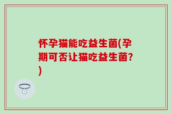 怀孕猫能吃益生菌(孕期可否让猫吃益生菌?) 怀孕猫能吃益生菌(孕期可否让猫吃益生菌?)