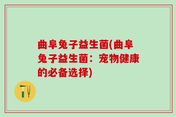 曲阜兔子益生菌(曲阜兔子益生菌：宠物健康的必备选择)