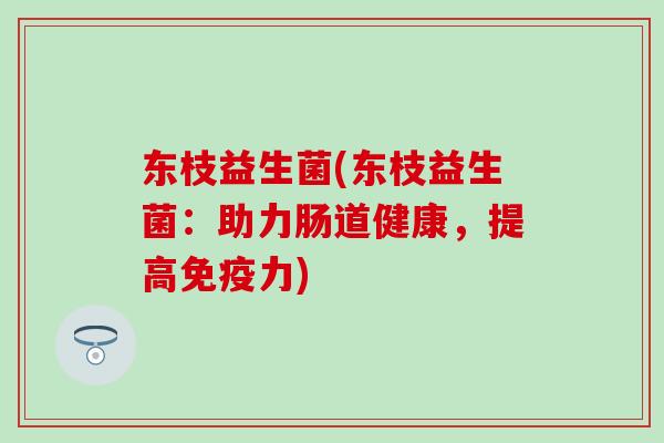 东枝益生菌(东枝益生菌：助力肠道健康，提高免疫力)
