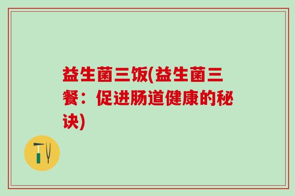 益生菌三饭(益生菌三餐：促进肠道健康的秘诀)