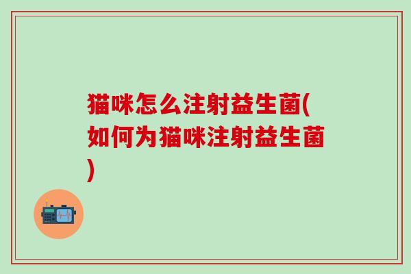 猫咪怎么注射益生菌(如何为猫咪注射益生菌)