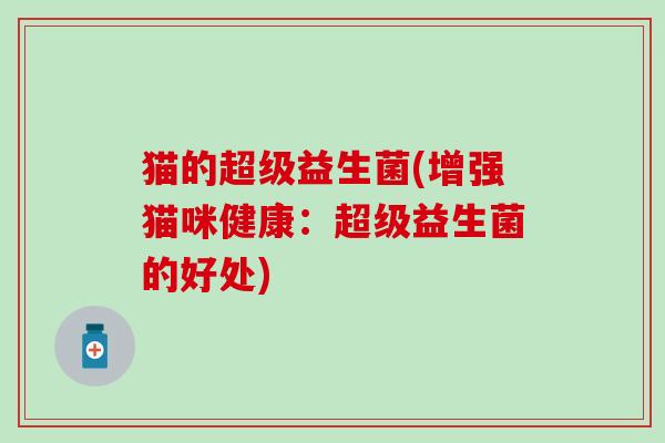 猫的超级益生菌(增强猫咪健康：超级益生菌的好处)