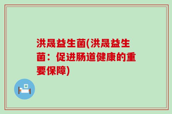 洪晟益生菌(洪晟益生菌：促进肠道健康的重要保障)