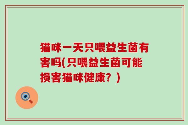 猫咪一天只喂益生菌有害吗(只喂益生菌可能损害猫咪健康？)