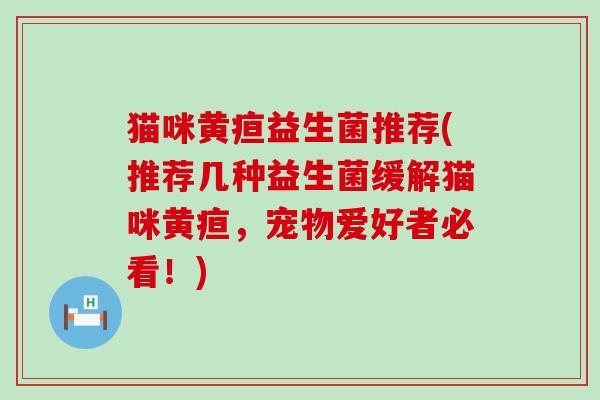 猫咪黄疸益生菌推荐(推荐几种益生菌缓解猫咪黄疸，宠物爱好者必看！)