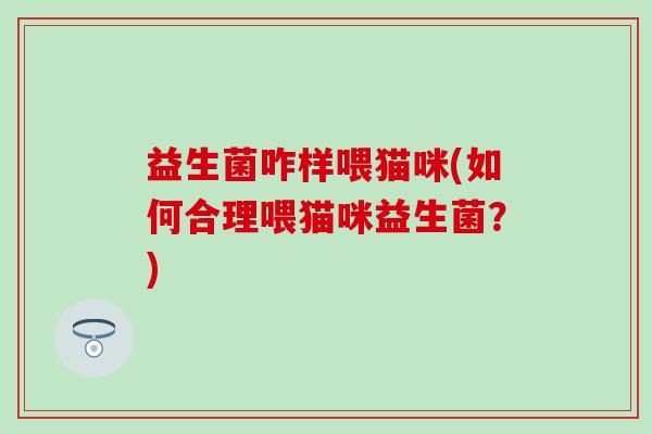 益生菌咋样喂猫咪(如何合理喂猫咪益生菌？)