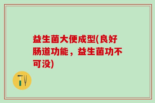 益生菌大便成型(良好肠道功能，益生菌功不可没)