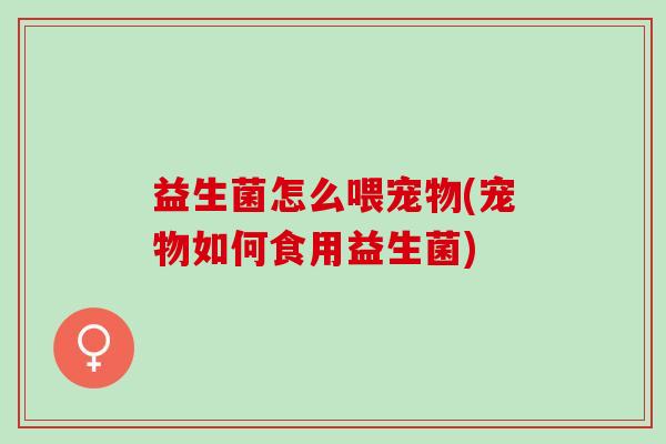 益生菌怎么喂宠物(宠物如何食用益生菌)