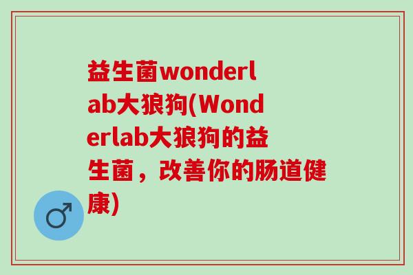 益生菌wonderlab大狼狗(Wonderlab大狼狗的益生菌，改善你的肠道健康)